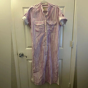 Koch Stripe Seersucker Button Down Shirt Dress XS